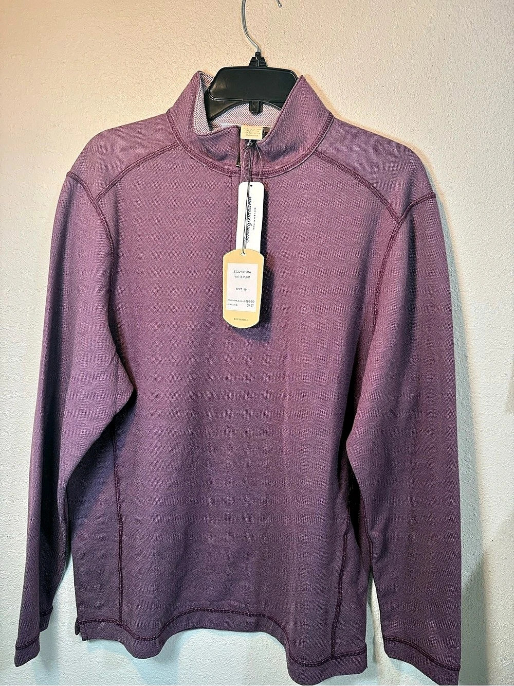 Tommy Bahama Switch It Up Reversible Quarter-Zip Pullover Purple Small